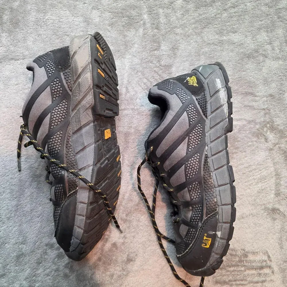 CAT Ergo Shoes Mens Size 8 Black Composite Toe Work Casual Lace Up Sneakers